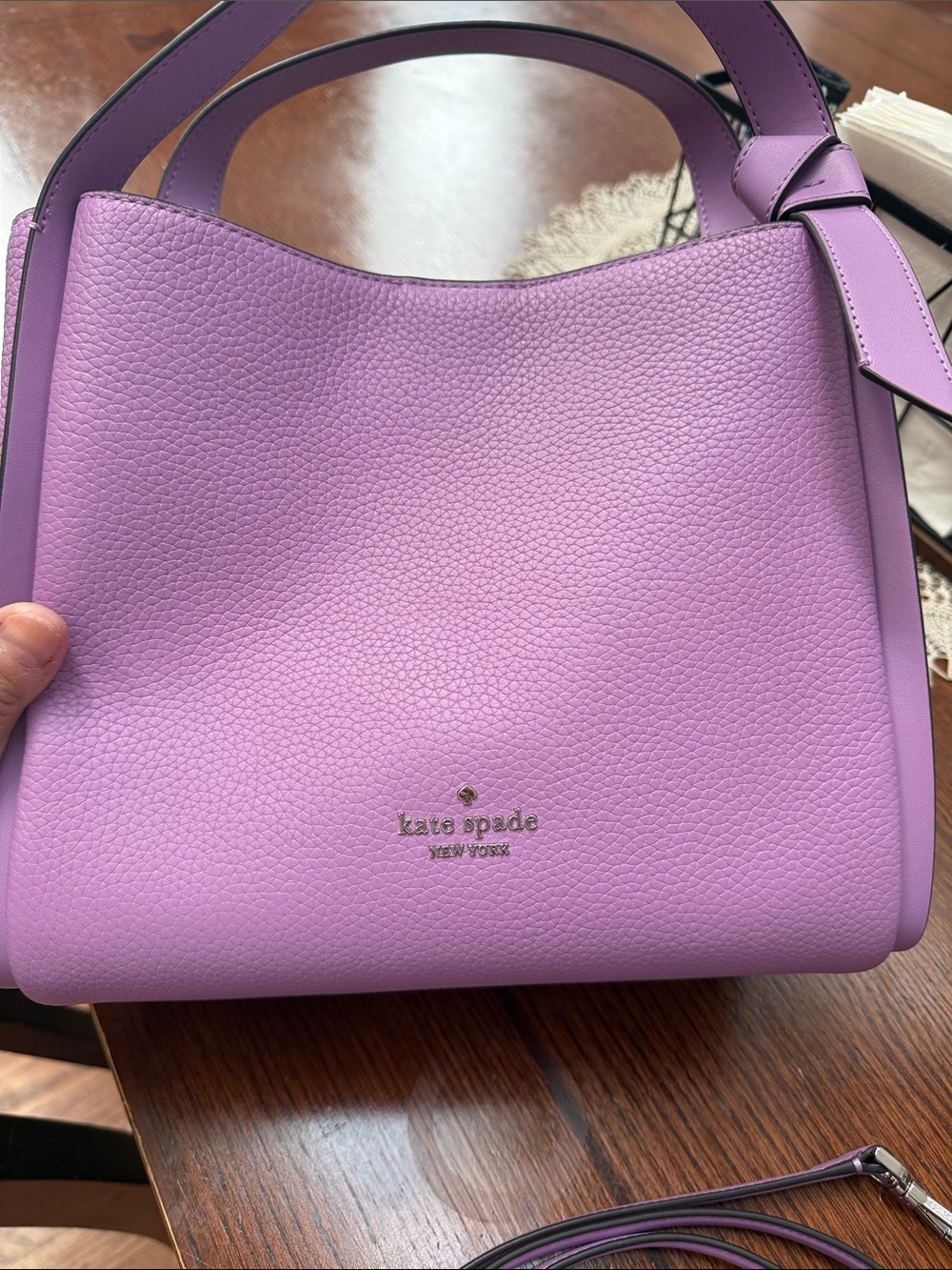 kate spade Lavender Pebbled Leather Shoulder Bag with Removable Strap - Picture 3 of 4